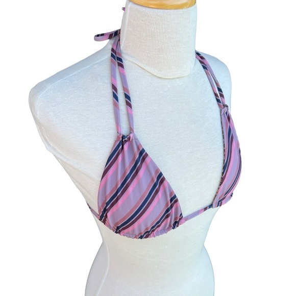 Acacia Swimwear Cannons Triangle Bikini Top That 70s Retro Stripe Fringe Large - Picture 2 of 10